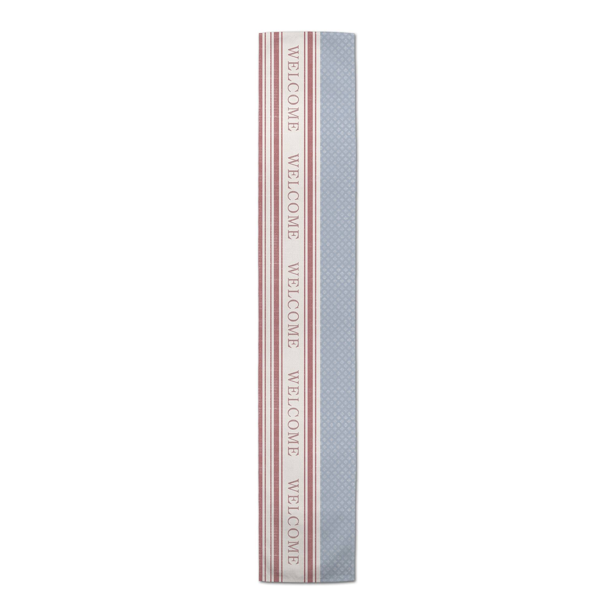Stripe & Diamond Print Welcome Flag Outdoor Table Runner